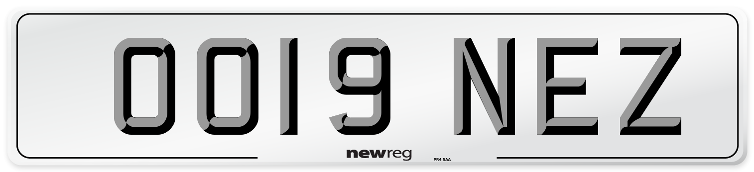 OO19 NEZ Number Plate from New Reg